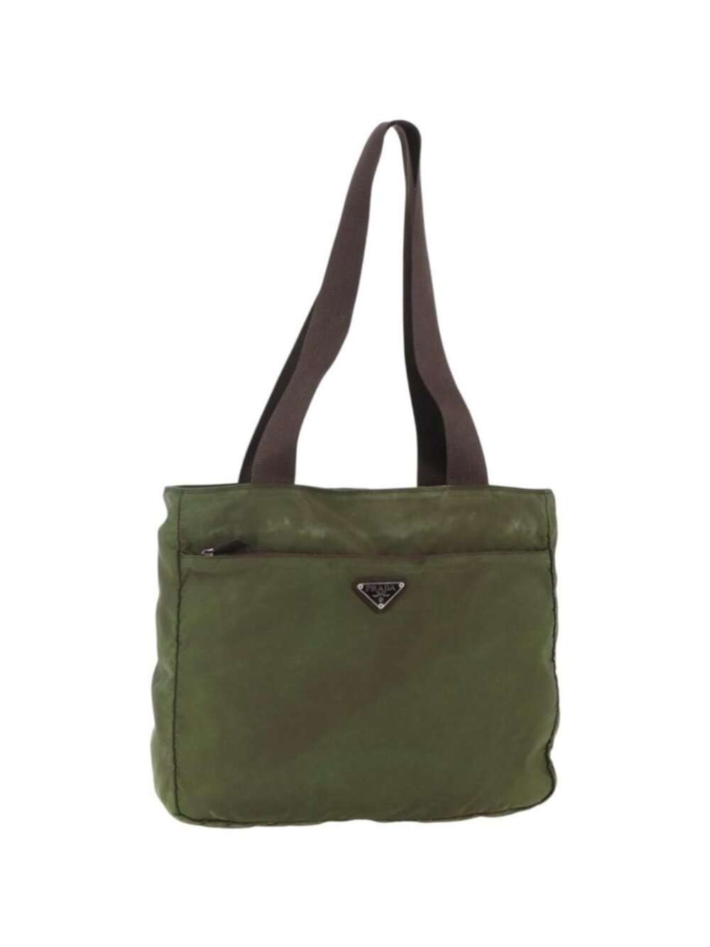 PRADA Tote Bag Nylon Khaki Silver